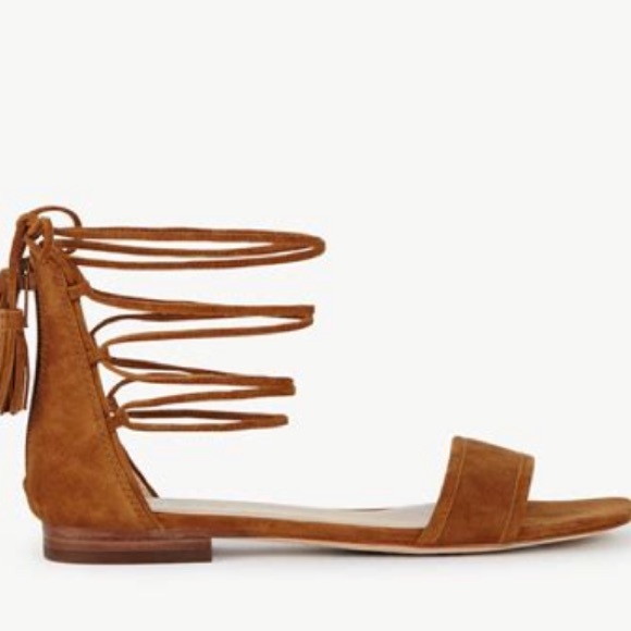 NWT Ann Taylor Suede Astrid Laceup Sandals Sz 8.5 - Picture 2 of 8
